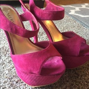 Hot pink platform ankle strap sandals